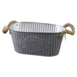 Ghiveci metalic cu manere din sfoara "Flowers & Garden" 24x14x11 cm