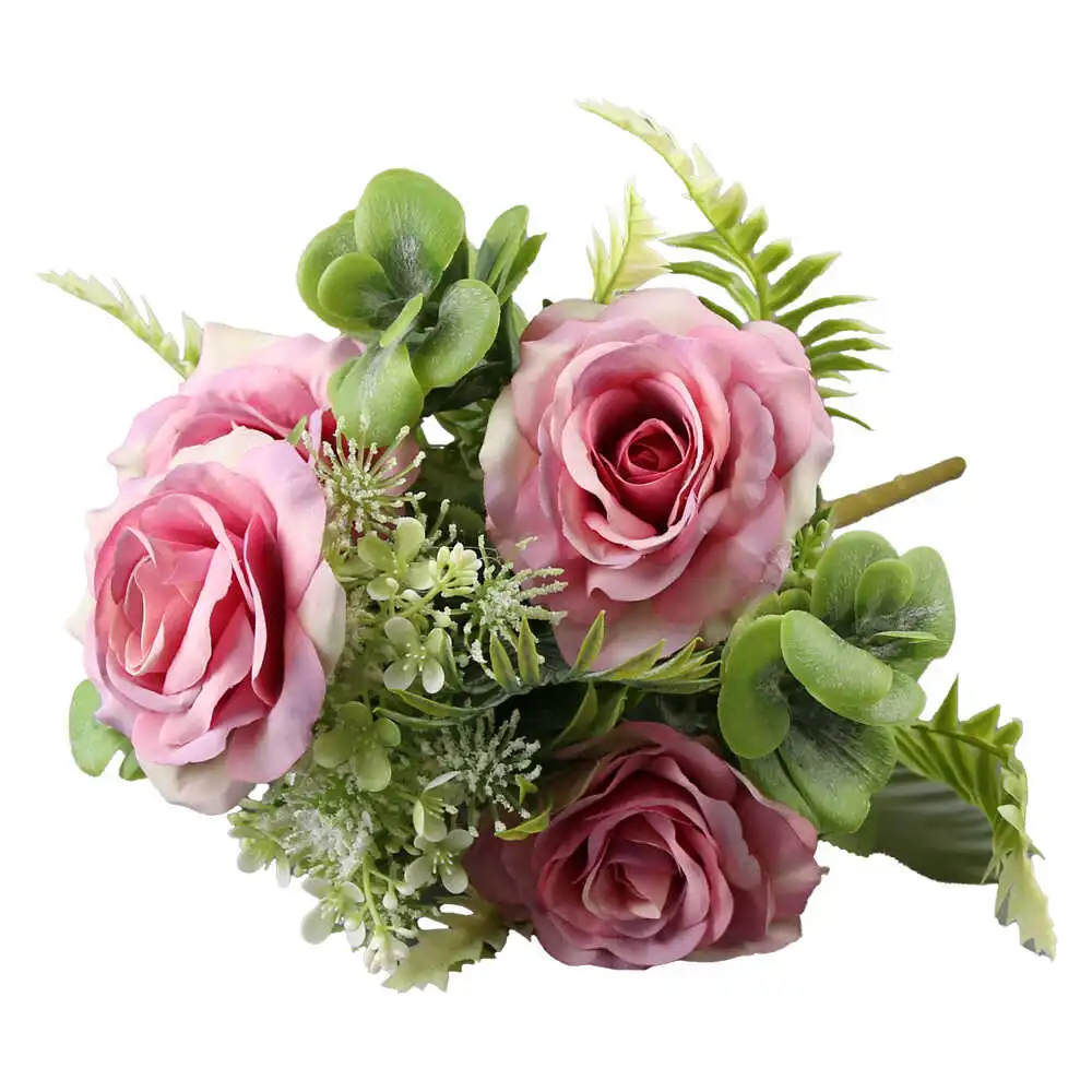Buchet artificial cu trandafiri si verdeata Buchet artificial cu trandafiri si verdeata