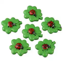 Set 6 buburuze decorative pe trifoi 3 cm