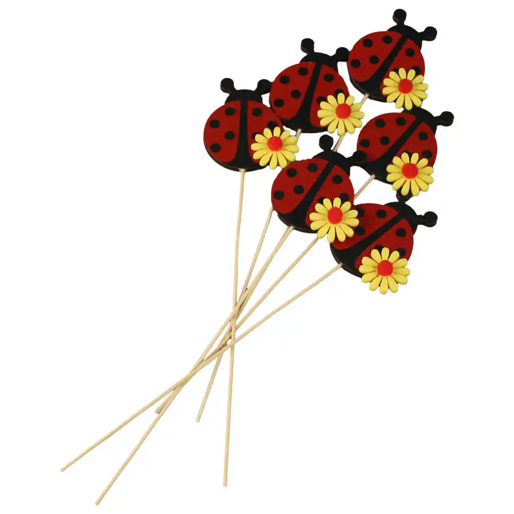 Set 6 pick-uri decorative Buburuza din lemn 6x27 cm Set 6 pick-uri decorative Buburuza din lemn 6x27 cm