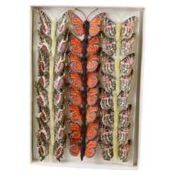 Set 24 fluturi decorativi cu clema 5 cm