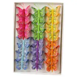 Set 24 fluturi decorativi cu clema 5 cm