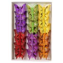 Set 24 fluturi decorativi cu clema 5 cm