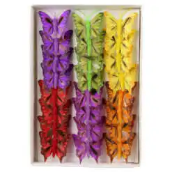 Set 24 fluturi decorativi cu clema 5 cm