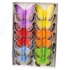 Set 12 fluturi decorativi cu clema 8 cm