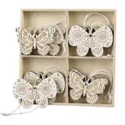 Set 8 fluturasi din lemn 6 cm
