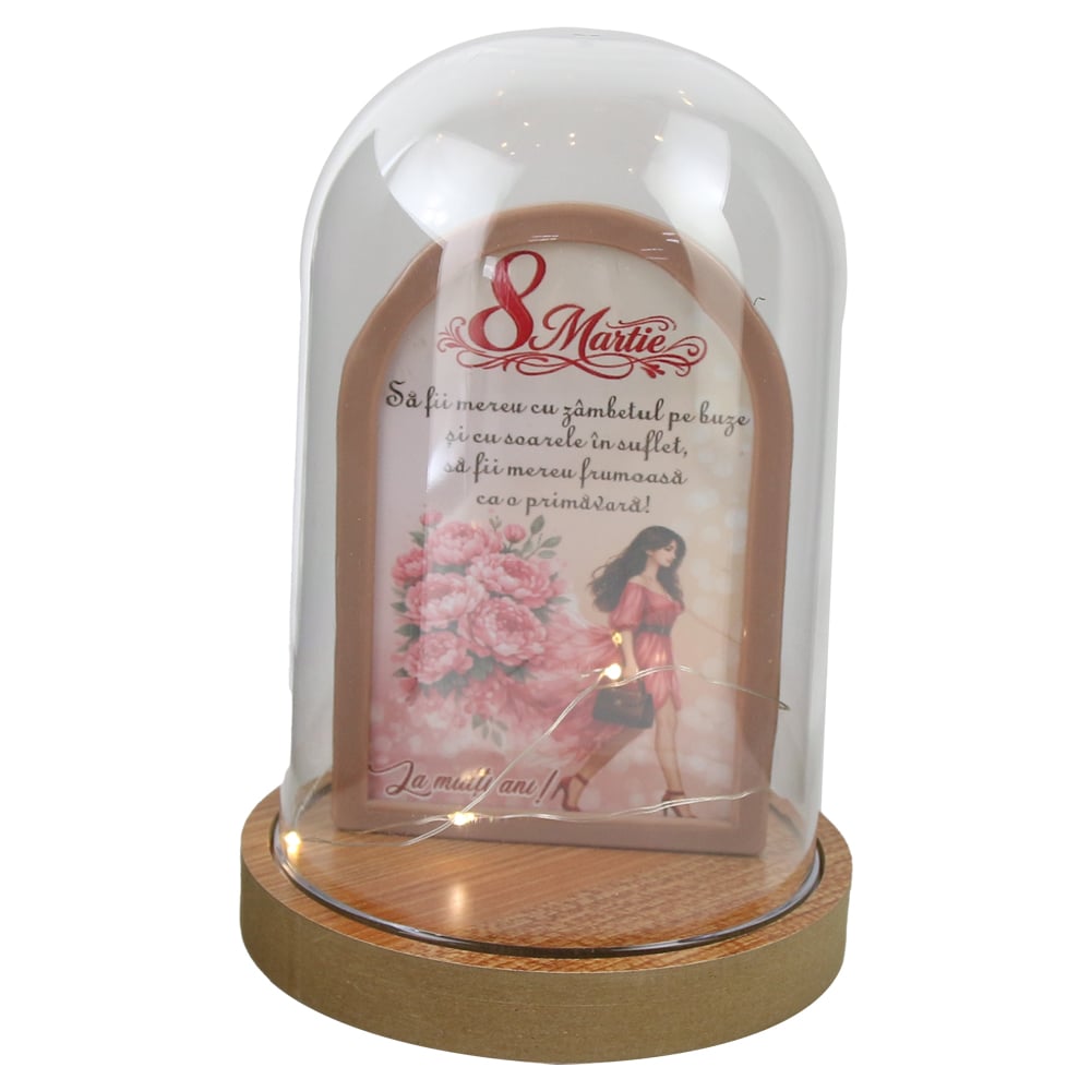 Cupola din plastic cu LED "8 Martie. La multi ani!..." 12x18 cm Cupola din plastic cu LED "8 Martie. La multi ani!..." 12x18 cm