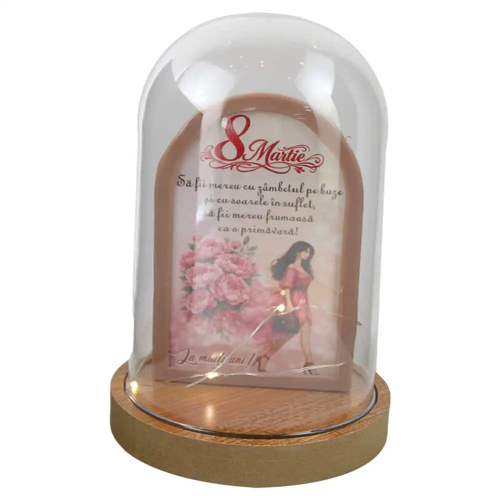 Cupola din plastic cu LED "8 Martie. La multi ani!..." 12x18 cm Cupola din plastic cu LED "8 Martie. La multi ani!..." 12x18 cm