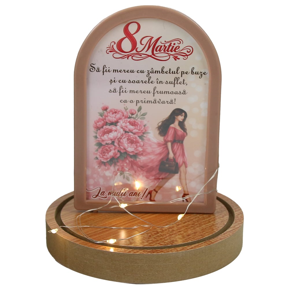 Cupola din plastic cu LED "8 Martie. La multi ani!..." 12x18 cm Cupola din plastic cu LED "8 Martie. La multi ani!..." 12x18 cm