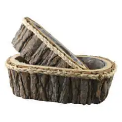 Set 2 ghivece ovale din lemn 36x20/29x14 cm