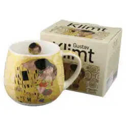 Cana din portelan 430 ml "The Kiss" ecru de Gustav Klimt