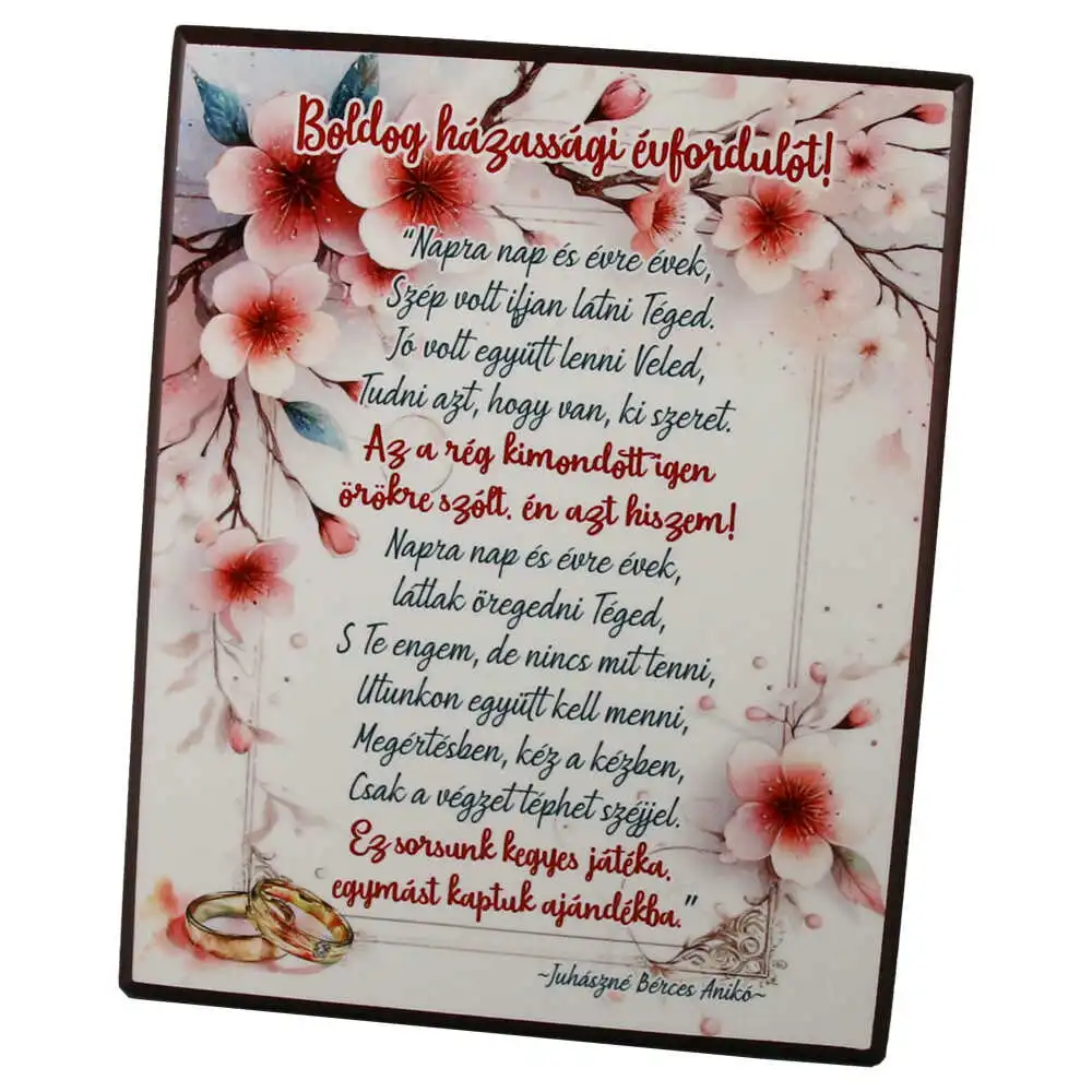 Placheta decorativa MDF "Boldog hazassagi evfordulot!..." 20 x 25 cm Placheta decorativa MDF "Boldog hazassagi evfordulot!..." 20 x 25 cm