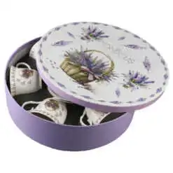 Set 6 cesti cu farfurii din portelan 250 ml