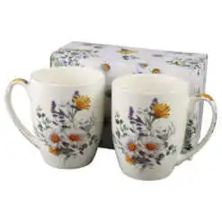 Set 2 cani din portelan 350 ml "Basket of Flowers-Daisy"