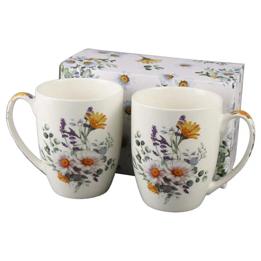 Set 2 cani din portelan 350 ml "Basket of Flowers-Daisy" Set 2 cani din portelan 350 ml "Basket of Flowers-Daisy"