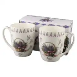 Set 2 cani din portelan 350 ml "Basket of Flowers-Lavanda"