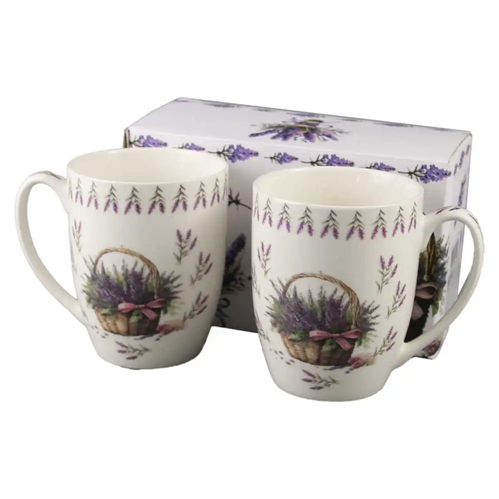 Set 2 cani din portelan 350 ml "Basket of Flowers-Lavanda" Set 2 cani din portelan 350 ml "Basket of Flowers-Lavanda"