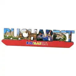 Magnet frigider din lemn "Bucharest" 12.5x3 cm