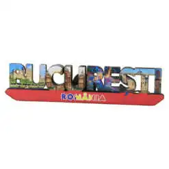 Magnet frigider din lemn "Bucuresti" 12.5x3 cm