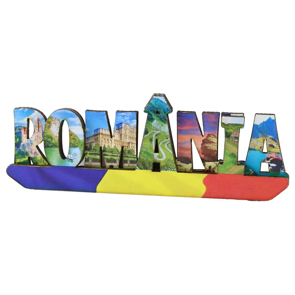 Magnet frigider din lemn "Romania" 11x4 cm Magnet frigider din lemn "Romania" 11x4 cm