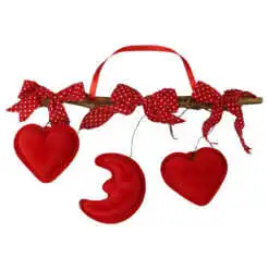 Aranjament decorativ Valentin cu inimioare si fundite 30x16 cm