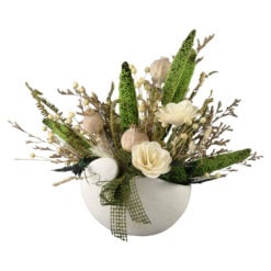 Aranjament floral cu plante uscate in ghiveci ceramica 30 cm