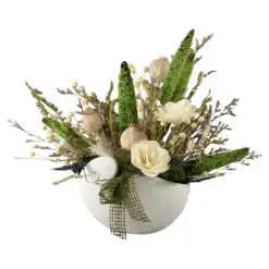 Aranjament floral cu plante uscate in ghiveci ceramica 30 cm