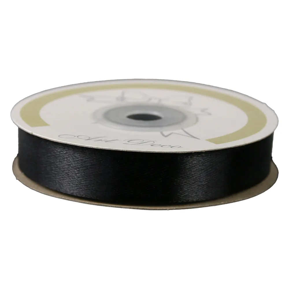 Rola panglica satin Negru 15 mm x 25 m Art Deco Rola panglica satin Negru 15 mm x 25 m Art Deco