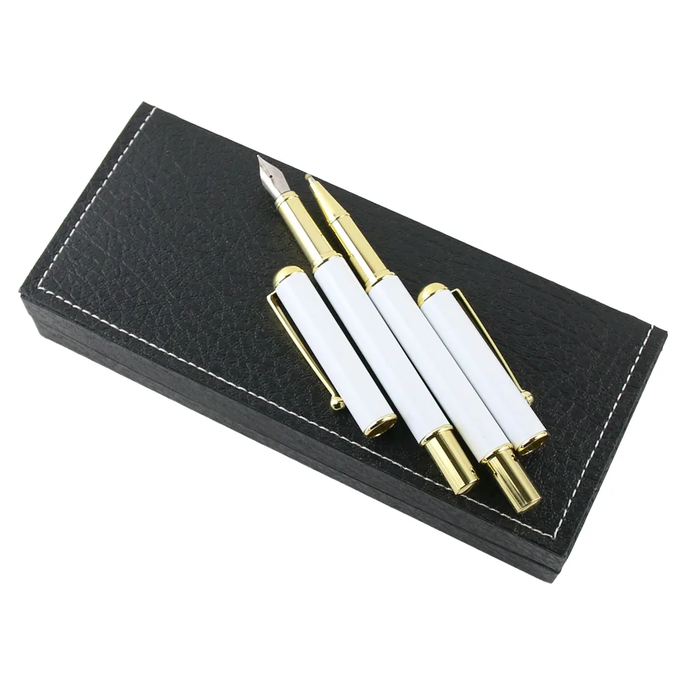 Set elegant stilou si pix in cutie cadou Alb/Auriu 19 x 8 cm Set elegant stilou si pix in cutie cadou Alb/Auriu 19 x 8 cm