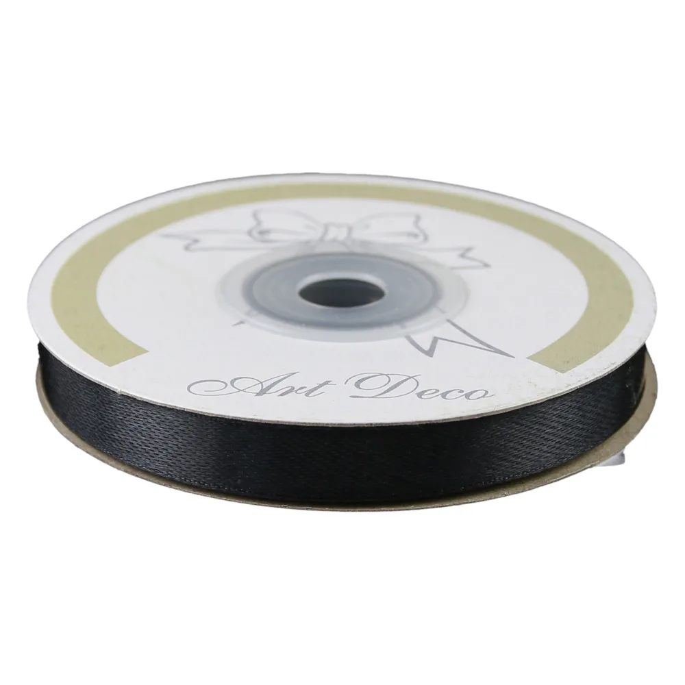 Rola panglica satin Negru 10 mm x 25 m
