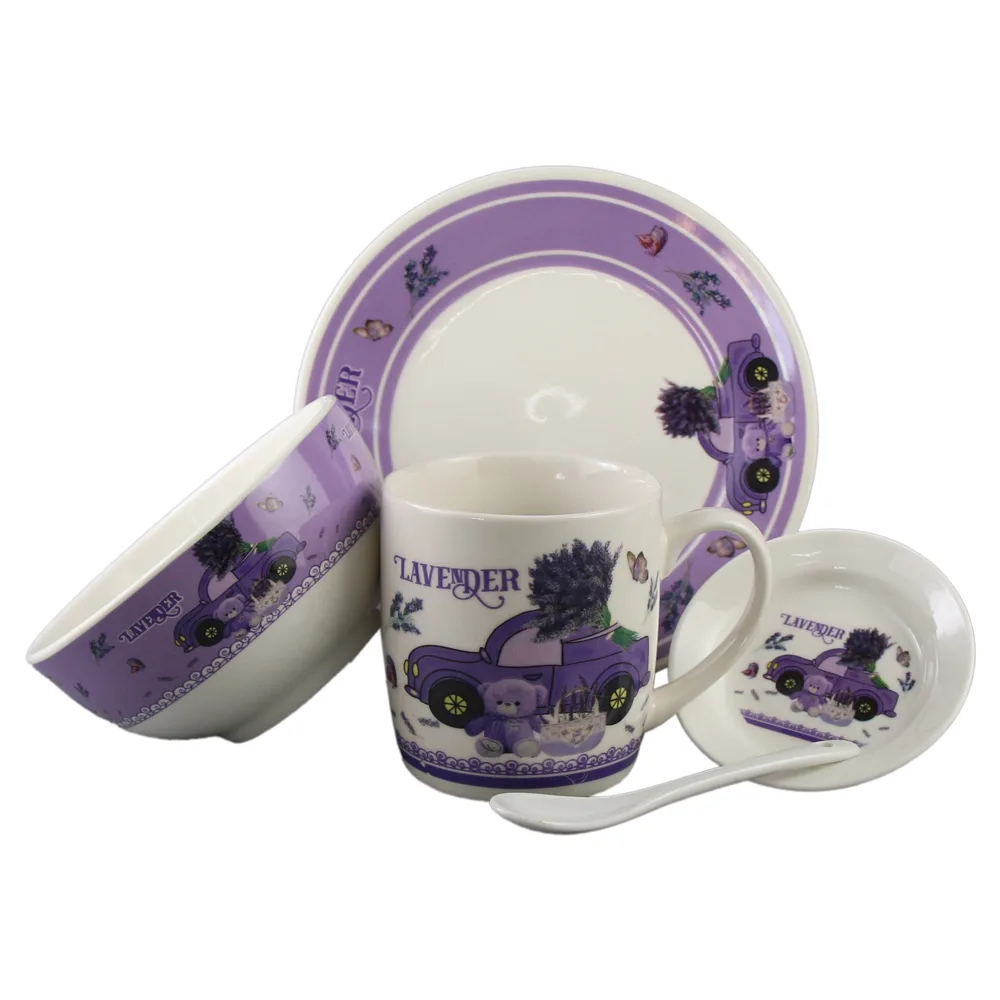 Set ceramic pentru mic dejun 5 piese - Lavender Set ceramic pentru mic dejun 5 piese - Lavender