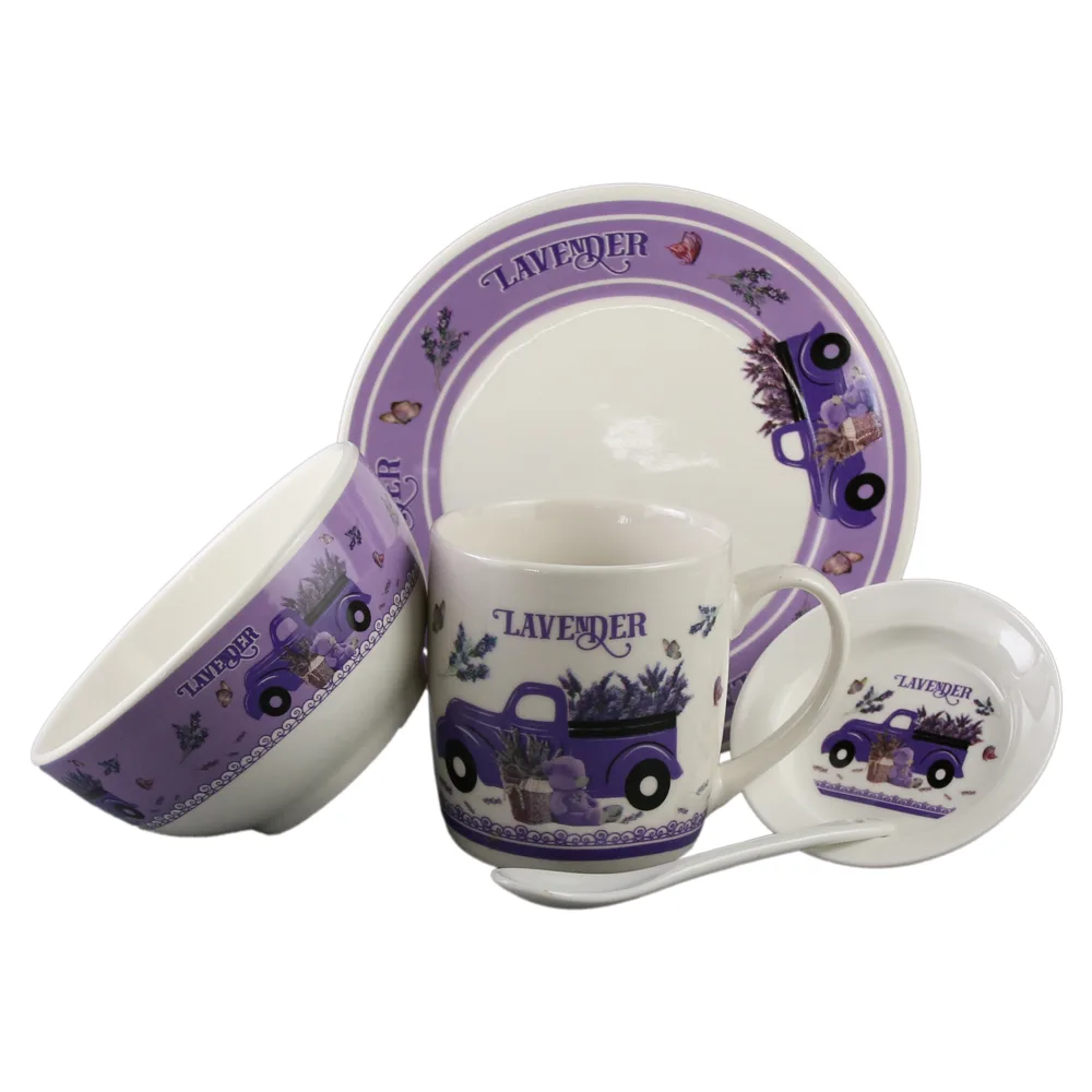 Set ceramic pentru mic dejun 5 piese - Lavender Set ceramic pentru mic dejun 5 piese - Lavender