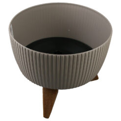 Ghiveci din plastic Roma Jumper taupe cu picioare 24 x 15/20 cm