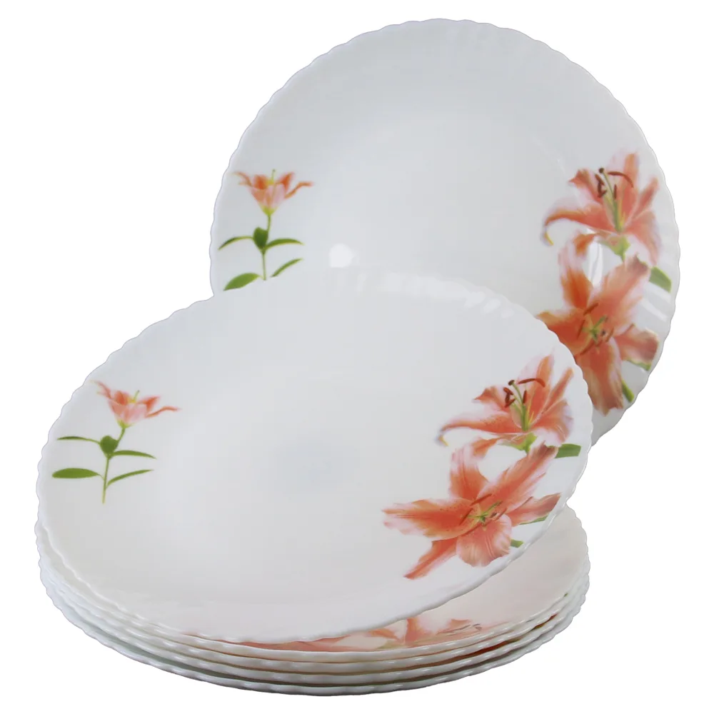 Set 6 farfurii intinse din sticla opal 24 cm