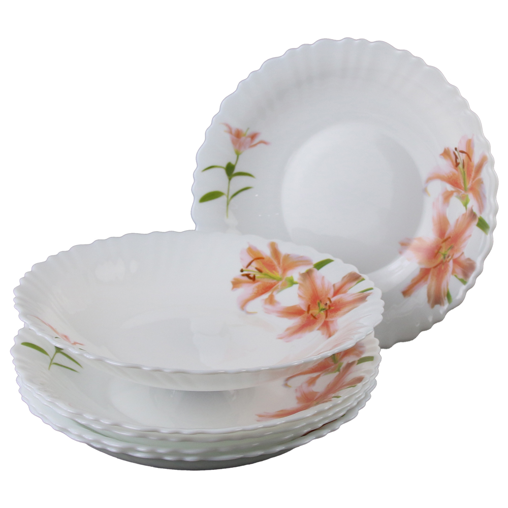 Set 6 farfurii pentru supa din sticla opal 21.5 x 3.5 cm Set 6 farfurii pentru supa din sticla opal 21.5 x 3.5 cm