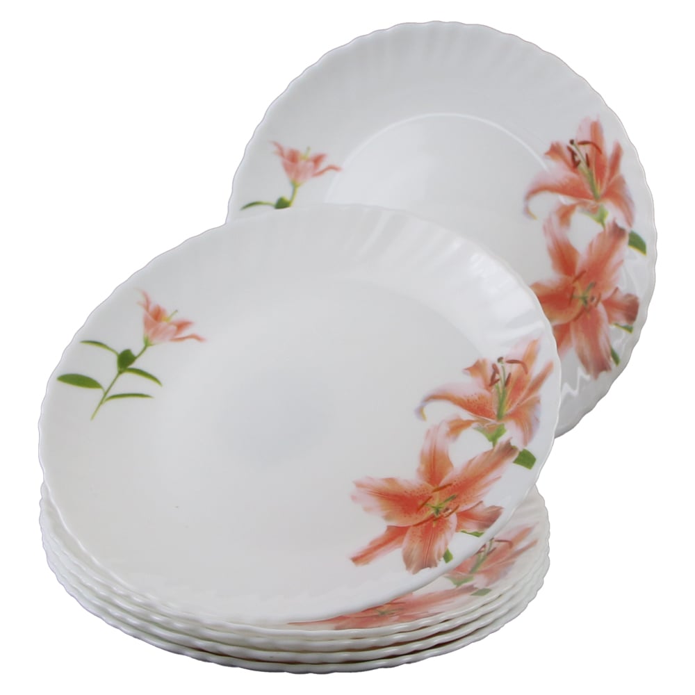 Set 6 farfurii desert din sticla opal 19 cm Set 6 farfurii desert din sticla opal 19 cm