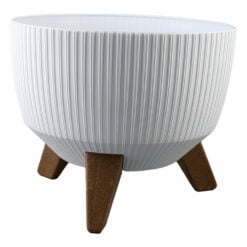 Ghiveci din plastic Roma Jumper alb cu picioare 24 x 15/20 cm