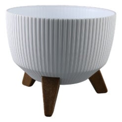 Ghiveci din plastic Roma Jumper alb cu picioare 24 x 15/20 cm
