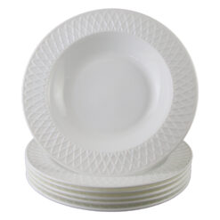 Set 6 farfurii pentru supa din sticla opal alb 21 x 3 cm