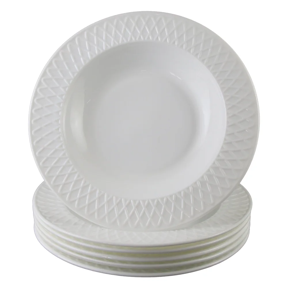 Set 6 farfurii pentru supa din sticla opal alb 21 x 3 cm