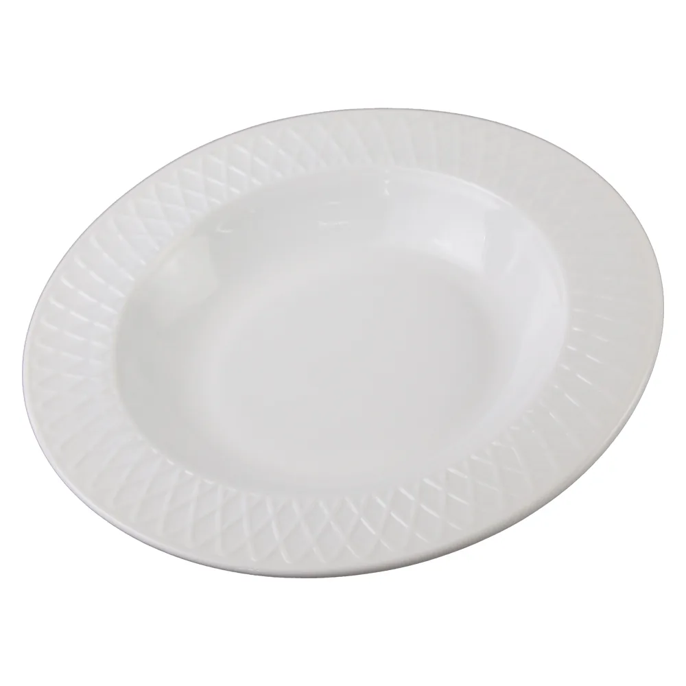 Set 6 farfurii pentru supa din sticla opal alb 21 x 3 cm