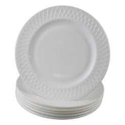 Set 6 farfurii desert din sticla opal alb 19 cm