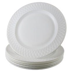 Set 6 farfurii intinse din sticla opal alb 26.5 cm