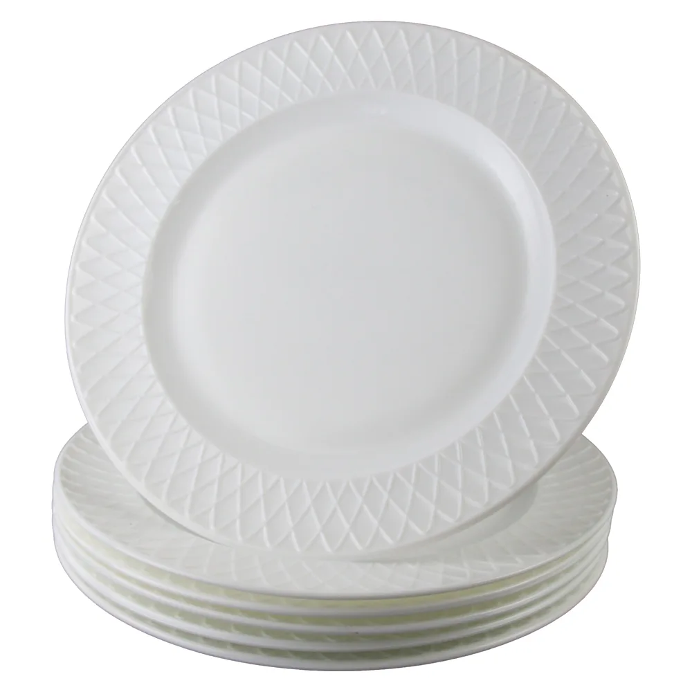 Set 6 farfurii intinse din sticla opal alb 26.5 cm