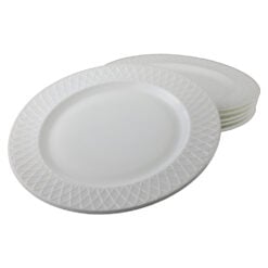 Set 6 farfurii intinse din sticla opal alb 26.5 cm