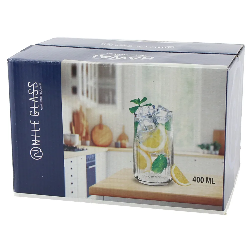 Set 6 pahare din sticla Hawai Tumbler 400 ml Nile Glass