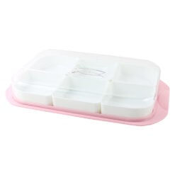 Set 6 boluri din plastic pe tava cu capac 35 x 21 cm