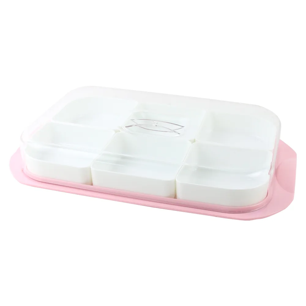 Set 6 boluri din plastic pe tava cu capac 35 x 21 cm Set 6 boluri din plastic pe tava cu capac 35 x 21 cm