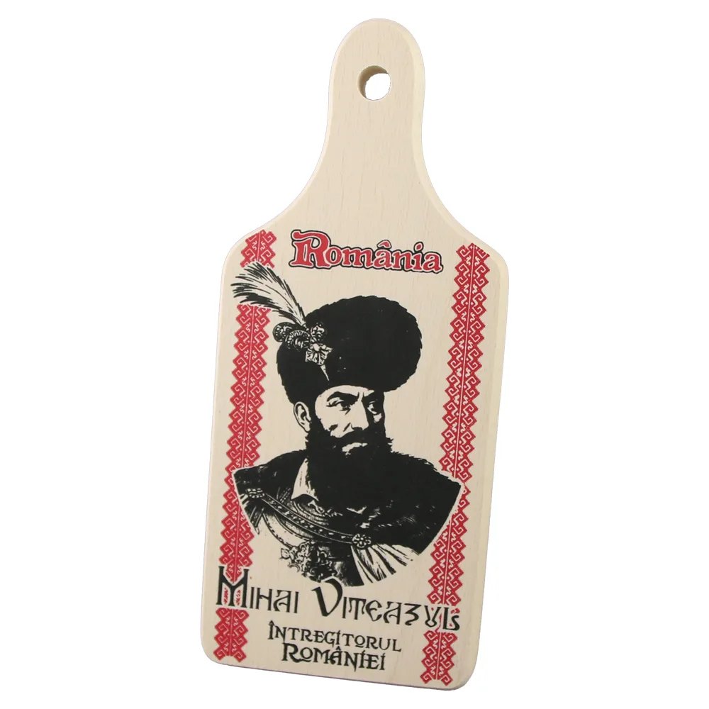 Tocator decorativ "Romania / Mihai Viteazul - Intregitorul Romaniei" 9.5 x 23 cm Tocator decorativ "Romania / Mihai Viteazul - Intregitorul Romaniei" 9.5 x 23 cm