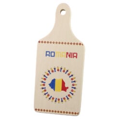 Tocator decorativ "Romania" 9.5 x 23 cm - Harta Romaniei Tricolor
